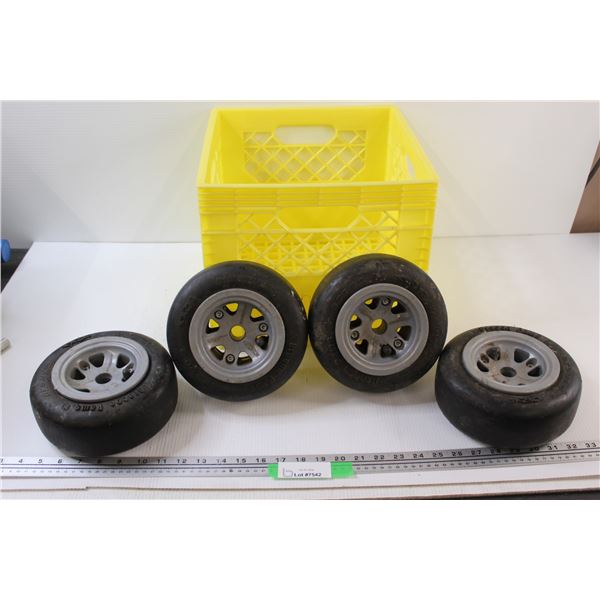 (4) Dragon Paws Tires - 8 x 3.00-4 - as is - In Milk Crate