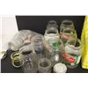Image 5 : (10) Various Glass Canning Jars (Some Glass Antique Lids) & Assorted Patches & Milk Crate