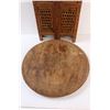 Image 2 : Wood Carved Round End Table - Foldable - 19" Tall x 18" Diameter