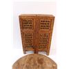 Image 3 : Wood Carved Round End Table - Foldable - 19" Tall x 18" Diameter