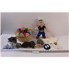 Image 1 : Sombrero Basket, Popeye Doll, Rocks, Metal Puzzle, BMW Badge, Slim Guide, Misc.