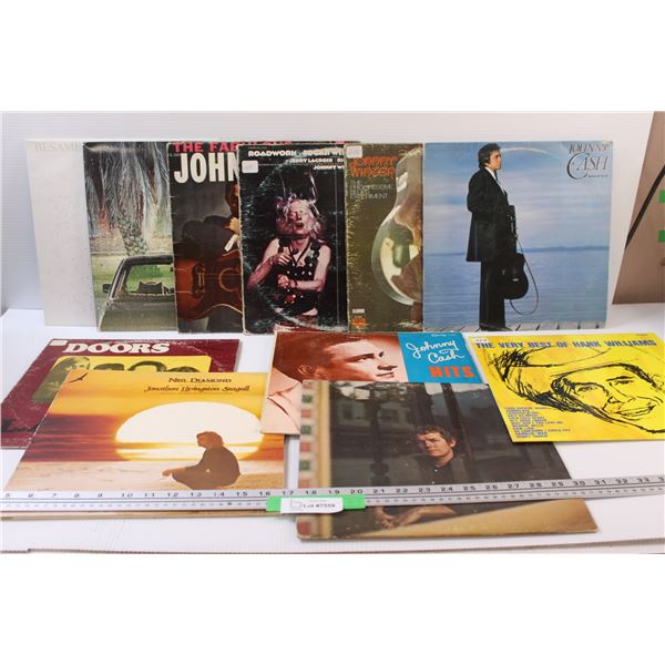 (11) Various Records: Johnny Cash, Hank Williams, Doors, Misc.