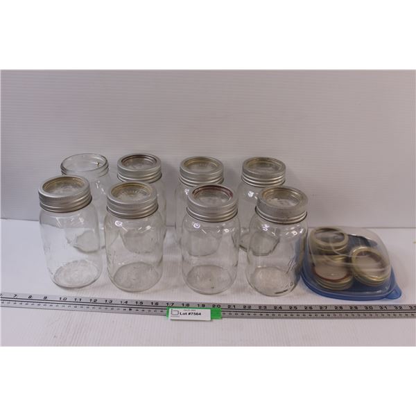 (8) Improved Gem Canning Jars w/ Glass Sealers