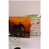 Image 4 : (4) Glass Canning Jars & (3) Canvas Paintings: Elephant, Mountains & Birthday Banner, Coffee Pot, Sk