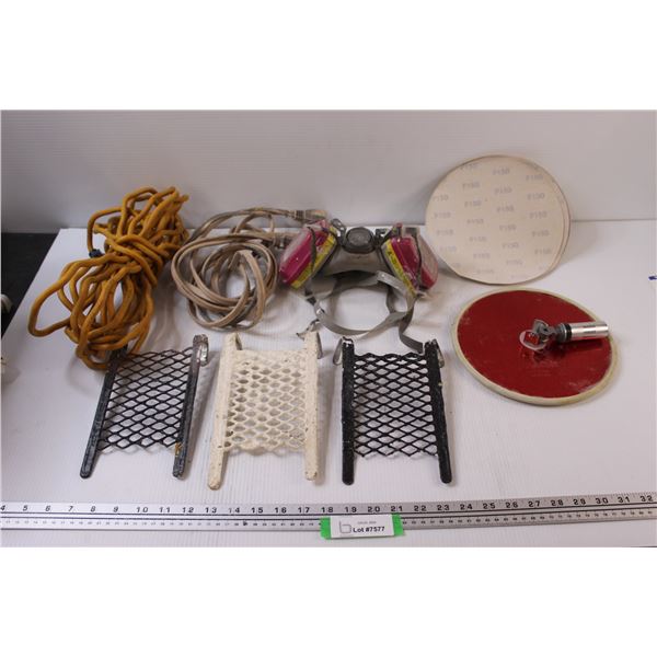 Extension Cord, Mask - N95, (3) Paint Off-Loaders, Goldblatt Round 9" Diameter Sander w/ Attachment 