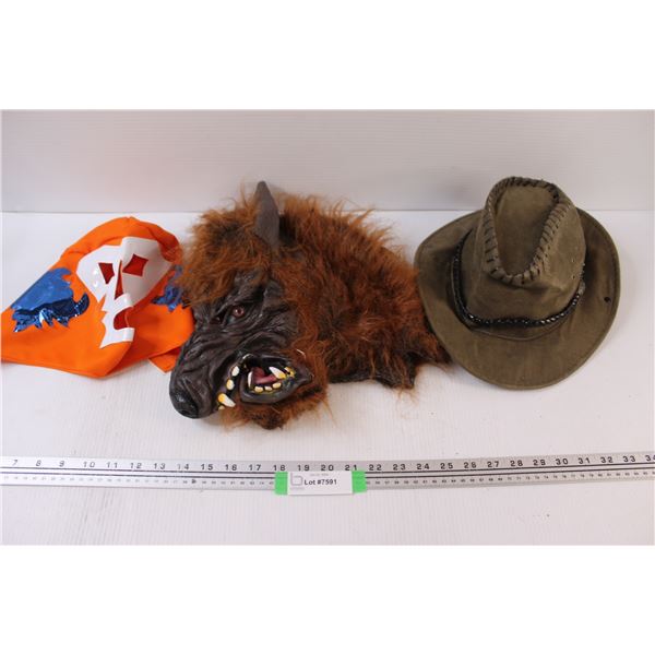 Costume Hats: Panama Hat, Wrestler, Wolfman