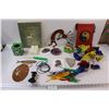 Image 1 : Lot: Battery Operated Candles, Turtle, Magic Handkerchief, Rocks, Unicorn Picture in Frame, Misc.