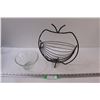 Image 1 : Metal Fruit Basket & Glass Serving Bowl