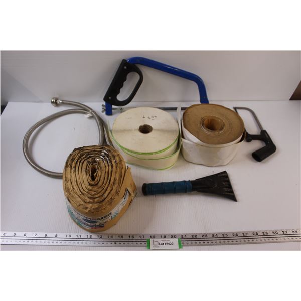 Hack Saws, Dry Wall Tape Rolls, Inlet Hose, Carpet Seaming Roll - As is