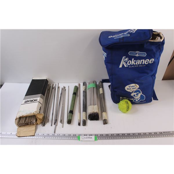 (7) Bundles of Welding Rods - Various Sizes w/ Backpack & Tennis Ball
