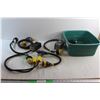 Image 1 : (5) Heavy Duty Extension Cords - As Is and Medium Plastic Tote