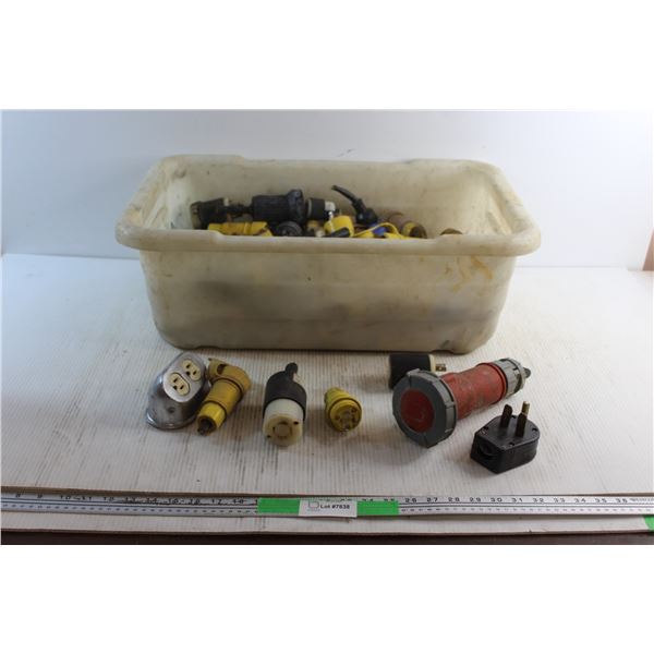 Heavy Duty Extension Cord Plugs - As Is and Medium Plastic Tote 25'' x 8''