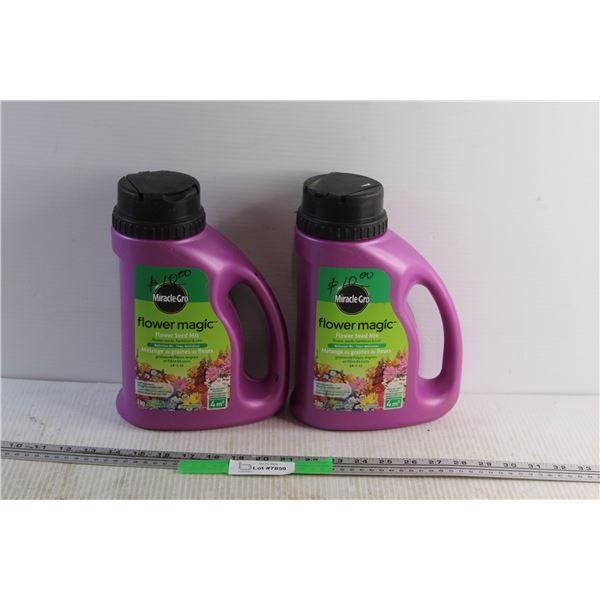 (2) Miracle Gro Flower Magic Flower Seed Mix Fertilizers - One is Sealed