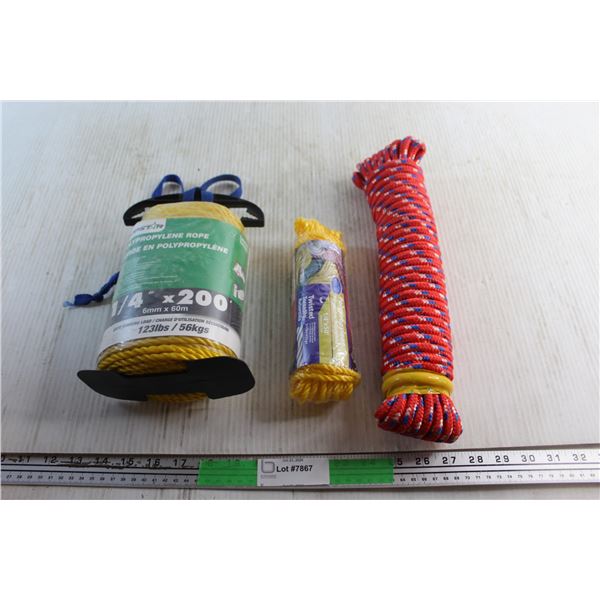 (3) Polypropylene Ropes - Size From 50' to 200'