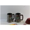Image 2 : (2) Collectible Roughriders Mugs, (3) Electric Pencil Sharpeners - Tested, Wooden Serving Tray and M