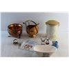 Image 8 : Liquor Shots, Copper Pots, Collectible Tim Hortons Storage Tin, Soap Dish and Assorted Items