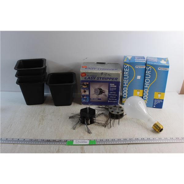 (4) Planters, (2) Easy Strippers and (2) 5000 Hours Incandescent 300W Light Bulbs - As Is