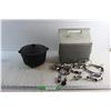 Image 1 : Cast Iron Pot 9'' with Lid, Igloo Cooler Box and Sockets