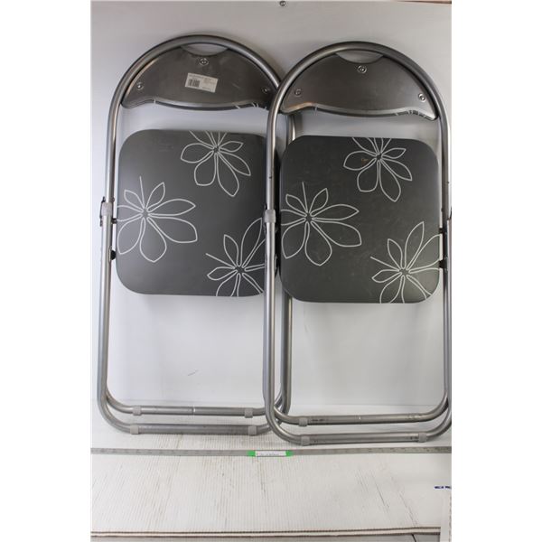 (2) Metal Folding Chairs - 36" Tall Folded, 17.25" Wide