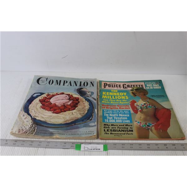 (2) Vintage Magazines - "Woman's Home Companion", "National Police Gazette"