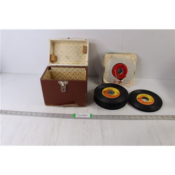 48 Record Case with 45 Records (Beatles, Beach Boys etc.)