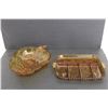 Image 1 : Indiana Amber Glass Platter (12.75" x 9") and Indiana Amber Glass Fruit Bowl (13" x 9.25")