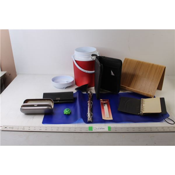 Thermos - 10" Tall, Various Binders, IKEA Book Holder, Glasses Holders etc.