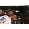 Image 4 : Metal Drawer Box With Various Items, Plumb Bobs, Arrow Razor Tips, Drill Bits, Misc.