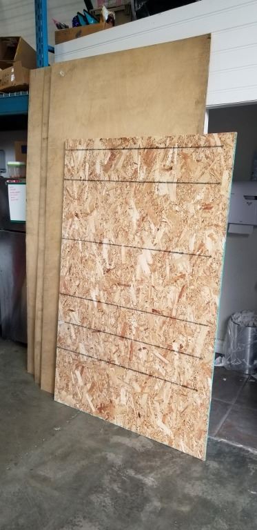 3 SHEETS OF 1/2 INCH 4X8 SANDED PLYWOOD AND 6FTX4FT SHEET OF OSB ...