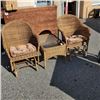 Image 1 : TWO RATTAN GLIDERS WITH GLASSTOP TABLE