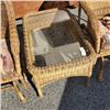 Image 3 : TWO RATTAN GLIDERS WITH GLASSTOP TABLE