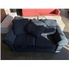 Image 1 : BLUE UPHOLSTERED ROLLED ARM LOVESEAT