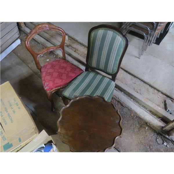 two chairs and an end table