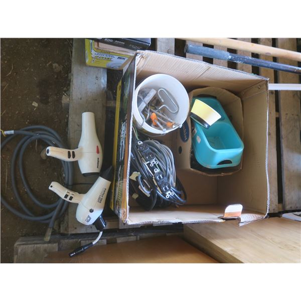 box of assorted items