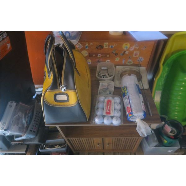 tool bag with assorted tools and hardware