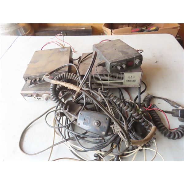 pail with car warmer and CB radios