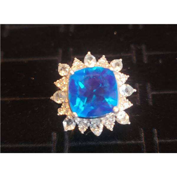 Platinum over Sterling Silver Caribbean Quartz, Ring A