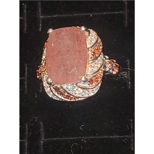 Platinum over Sterling Silver Tanzanian Natronite Ring A