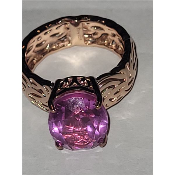 Vermeil Rose Gold over Sterling Silver Patroke Solitaire Ring A