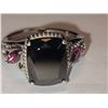 Image 1 : Platinum over Sterling Silver Elite Shungite, Orrisa Rhodolite Garnet Ring in Platinum over Sterling