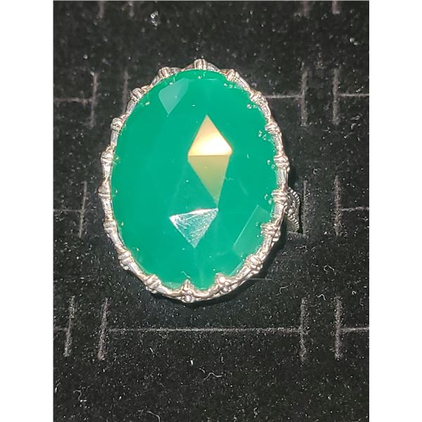Sterling Silver Green Onyx Ring A
