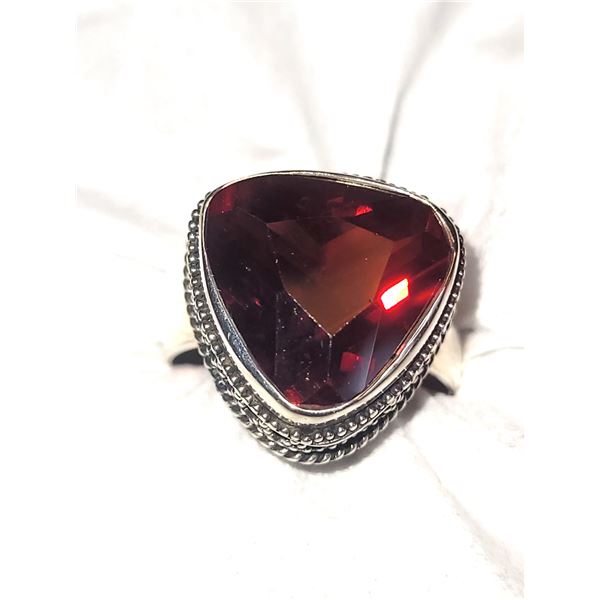 Sterling Silver Bali Red Ring A