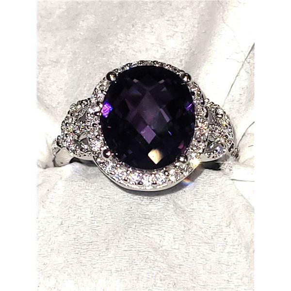 Sterling Silver Purple & White Ring A