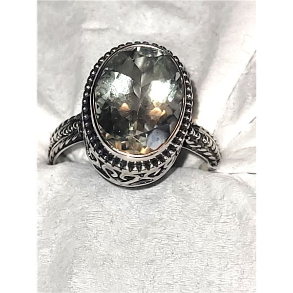 Sterling Silver Green Amethyst Ring A