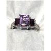 Image 1 : Platinum over Sterling Silver Amethyst Ring A