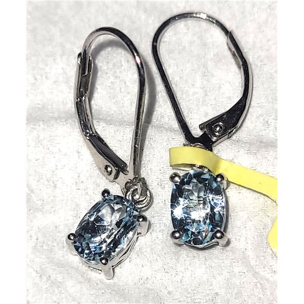 Platinum over Sterling Silver Topaz Earrings A