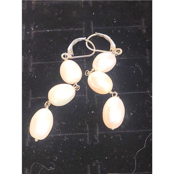 Fresh Water Pearl Sterling Silver Earrings A