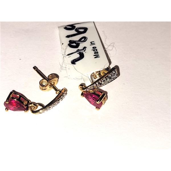 Simulated 14K Yellow Gold over Sterling Silver Earrings A