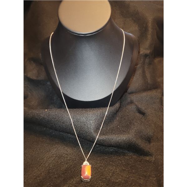 Platinum over Sterling Silver Mookaite & Topaz Necklace A