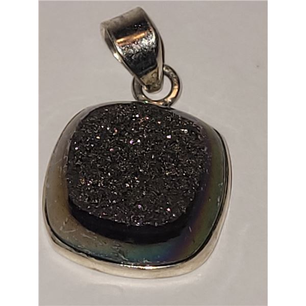 Titanium Druzy Q Pendant in Sterling Silver A